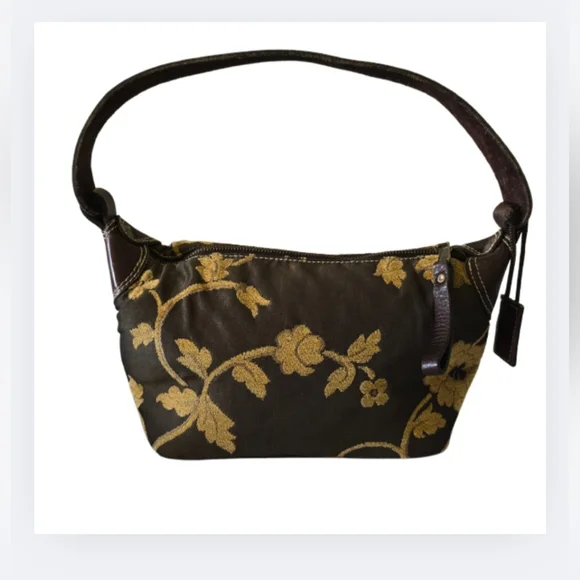 Latico Hobo Bag Embroidered Floral Brown Leather Trim Small Shoulder Purse - Picture 1 of 16